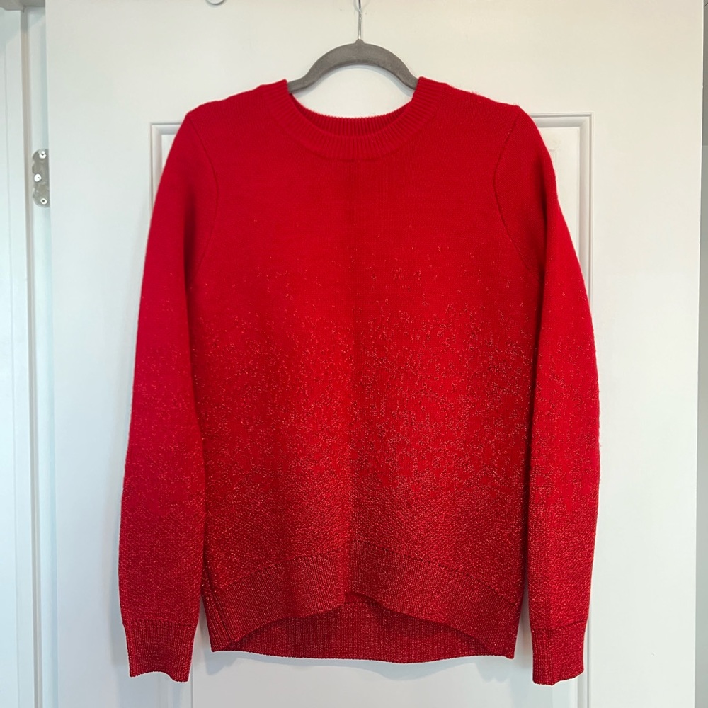 H&M Red Sparkle Ombre Sweater, Size Medium